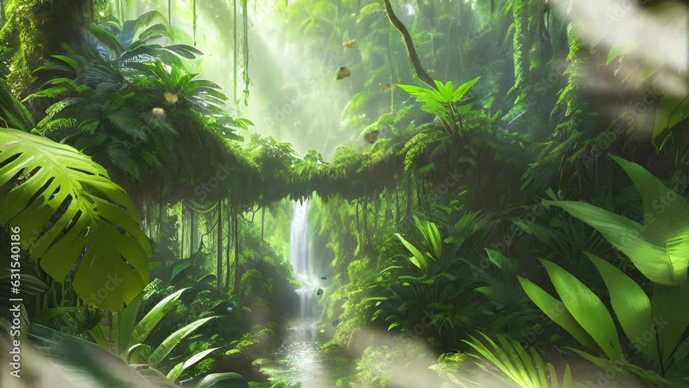 Beautiful scenery of inside tropical jungle. Seamless loop video