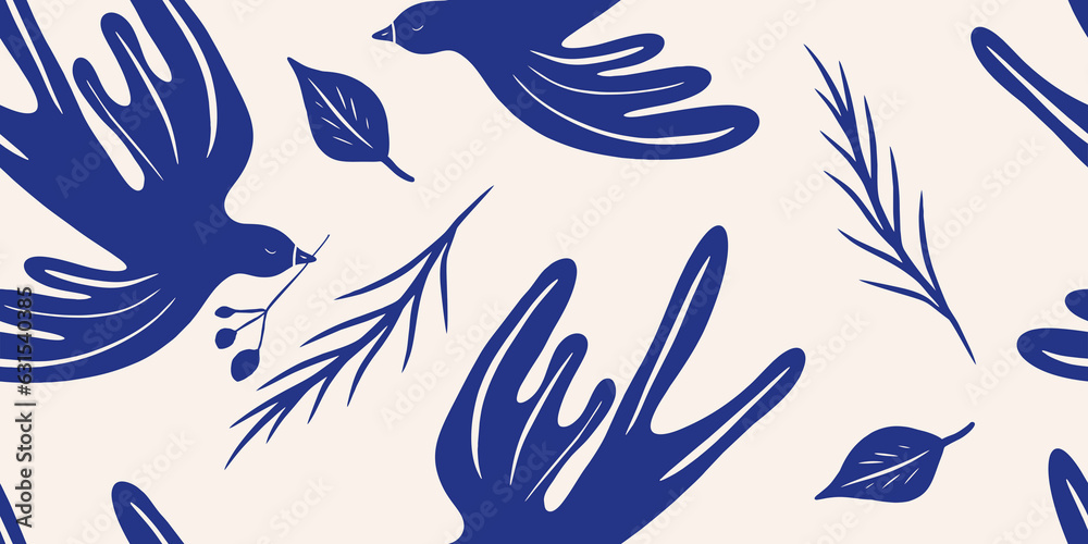 Hand drawn mixed ethno style ornament seamless pattern with birds. Abstract trendy monochrome print
Hand drawn mixed ethno style ornament seamless pattern with birds. Abstract trendy monochrome print