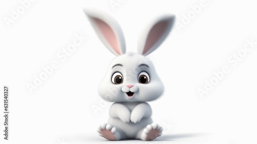 Happy bunny cartoon isolated on white background.Generative AI