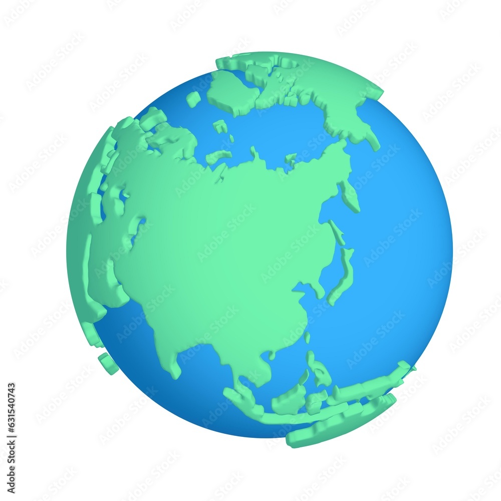 Naklejka premium Cartoon planet Earth 3d render icon on white background