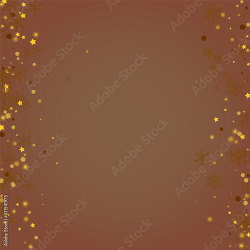 Luminous Confetti Vector Brown Background. Golden