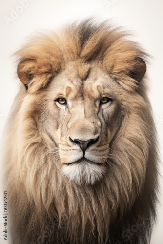 the lion king - roar - teeth - wild lion - studio - isolated - white background - Created with Generative AI technology.