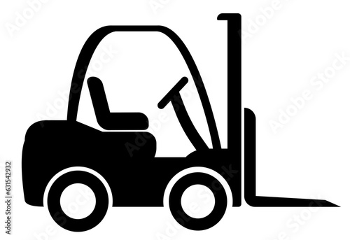 Forklift truck symbol illustration, black on white background