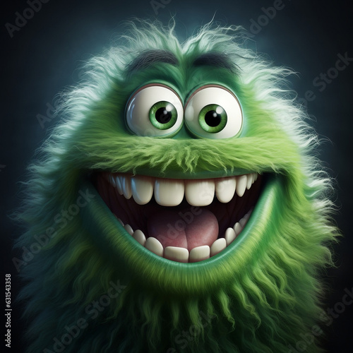 Whimsical and Playful: Goofy Silly Green Furry Creature Styled - Captivating Character Art for Sale