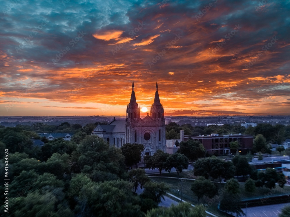 Sunset over an old Cathedral