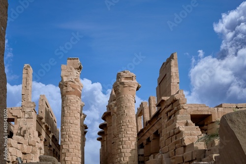 closeup of Karnak temple, built for the god Amon, located in the city of Thebes