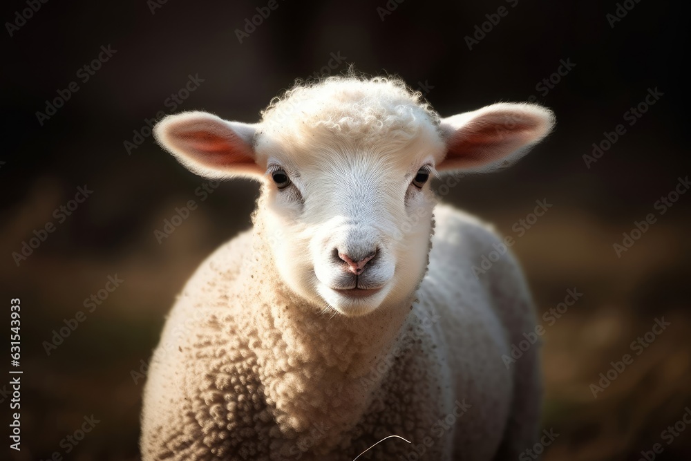 Portrait of a cute lamb. Generative AI