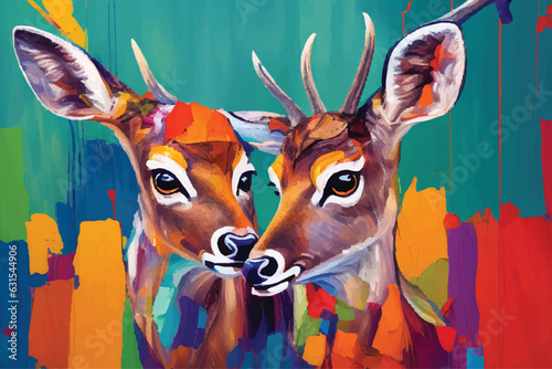 painting abstract deer vector watercolor hand painted; Generative AI illustration.