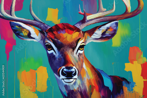 painting abstract deer vector watercolor hand painted; Generative AI illustration.