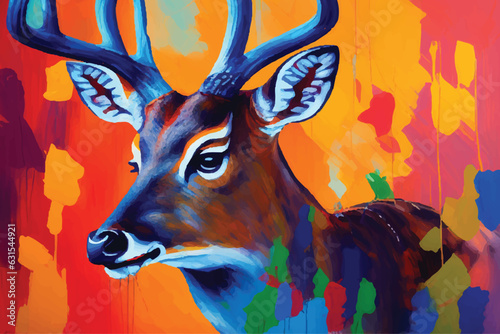 painting abstract deer vector watercolor hand painted; Generative AI illustration.