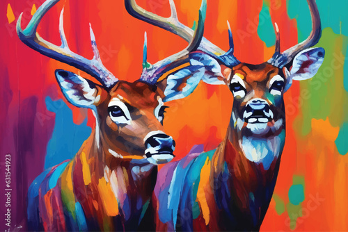 painting abstract deer vector watercolor hand painted; Generative AI illustration.