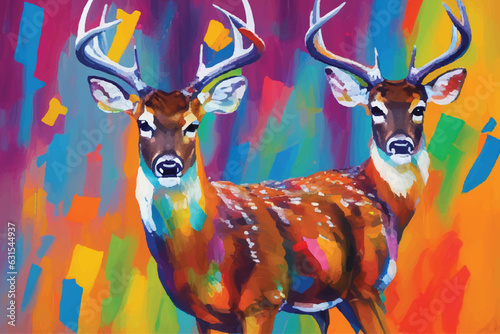 painting abstract deer vector watercolor hand painted; Generative AI illustration.