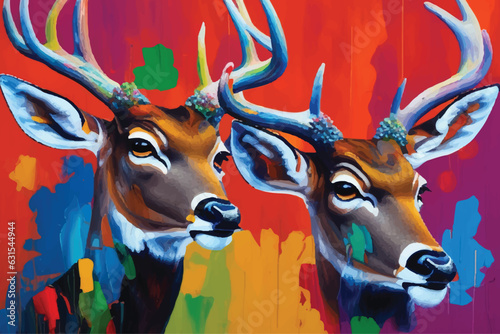 painting abstract deer vector watercolor hand painted; Generative AI illustration.