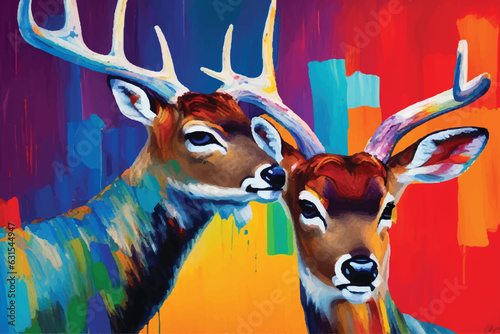 painting abstract deer vector watercolor hand painted; Generative AI illustration.