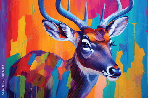 painting abstract deer vector watercolor hand painted; Generative AI illustration.