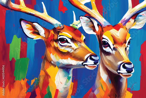 painting abstract deer vector watercolor hand painted; Generative AI illustration.