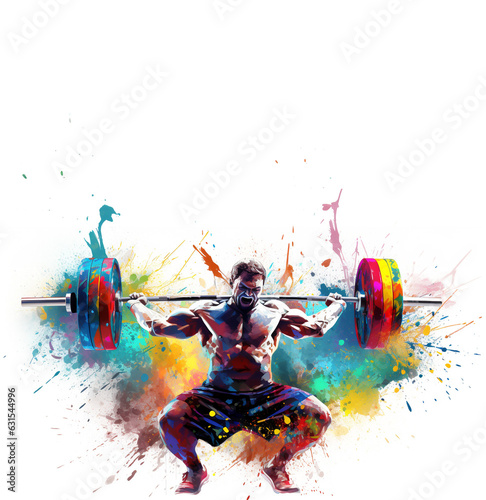 Weightlifting athlete sport colorful illustration poster photo