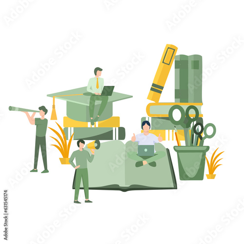 online training concept, digital learning, smart digital library. education training young people to gain knowledge from books and the Internet,educational supplies item vector, flat design vector