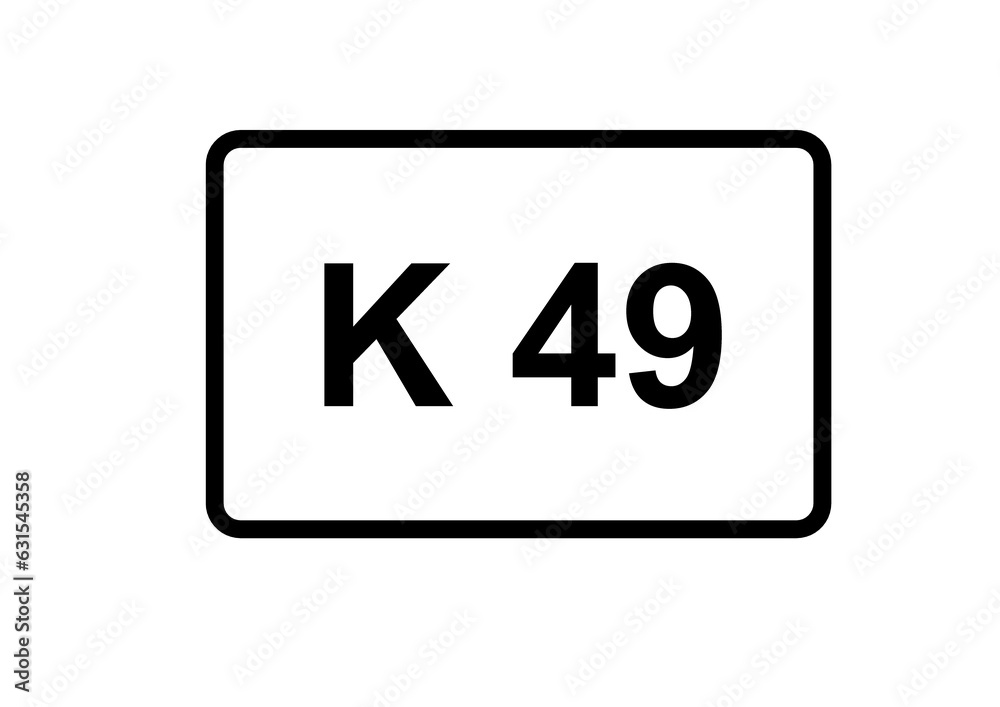 Illustration eines Kreisstraßenschildes der K 49 in Deutschland	
