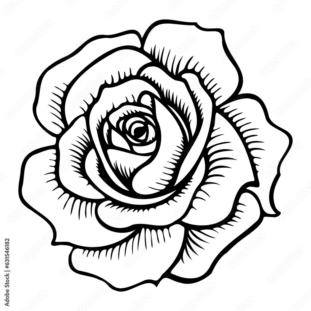 Rose icon, Simple rose blossom illustration.