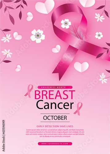 Free vector breast cancer awareness month realistic poster