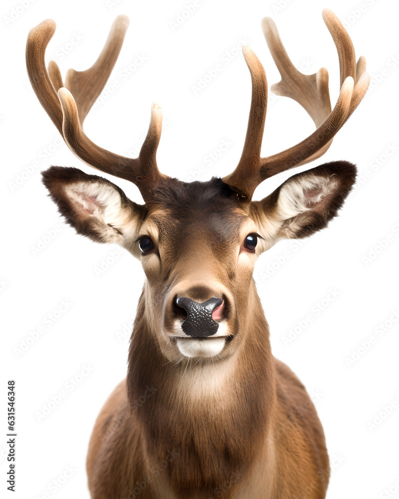 reindeer head portrait isolated on transparent background Stock Photo ...