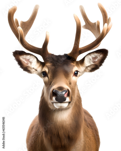 reindeer head portrait isolated on transparent background