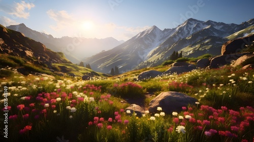 Blumenparadies: Prächtige Landschaft mit blumigem Detail