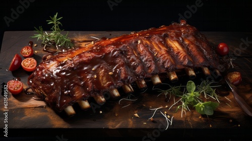 Wallpaper Mural Photo of a juicy and tender cut of meat on a rustic wooden cutting board Torontodigital.ca