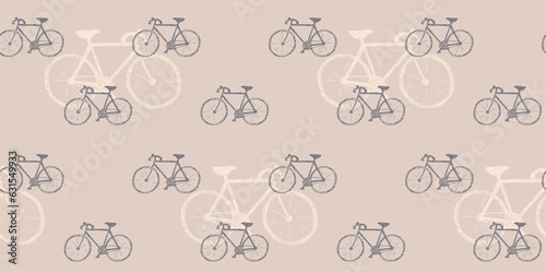 Doodle style seamless pattern with bicycles