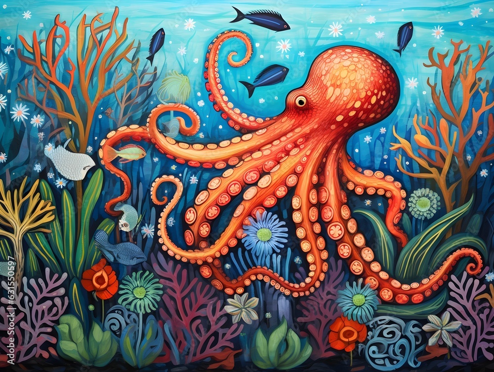 Kunst der Cephalopoden: Ein faszinierender Oktopus