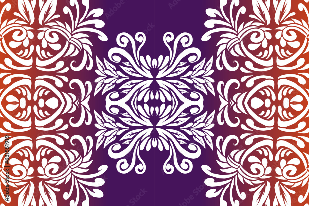 Luxurious nature batik ethnic dayak gradient flower and leaf art design for wedding presentation template Luxurious nature batik ethnic dayak gradient flower and leaf art design for wedding presentation template