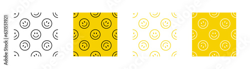Smile seamless pattern set. Smiley face icon. Seamless pattern with happy emoji. EPS 10