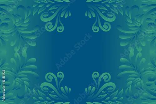 Luxurious nature batik ethnic dayak gradient flower and leaf art design for wedding presentation template 