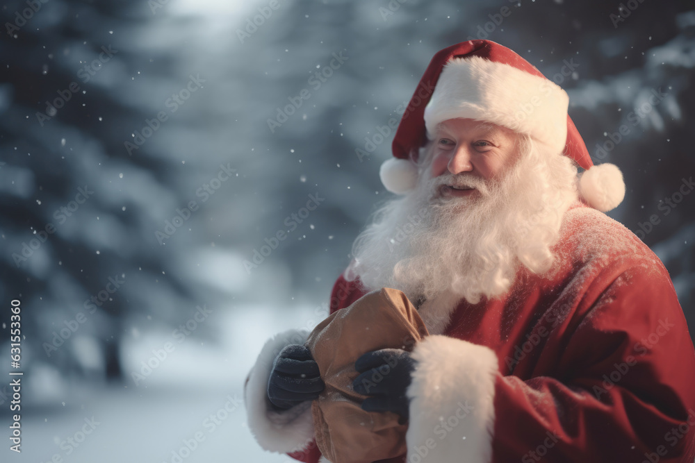 Santa clous with with packet in his hands Generative AI Santa clous with with packet in his hands Generative AI