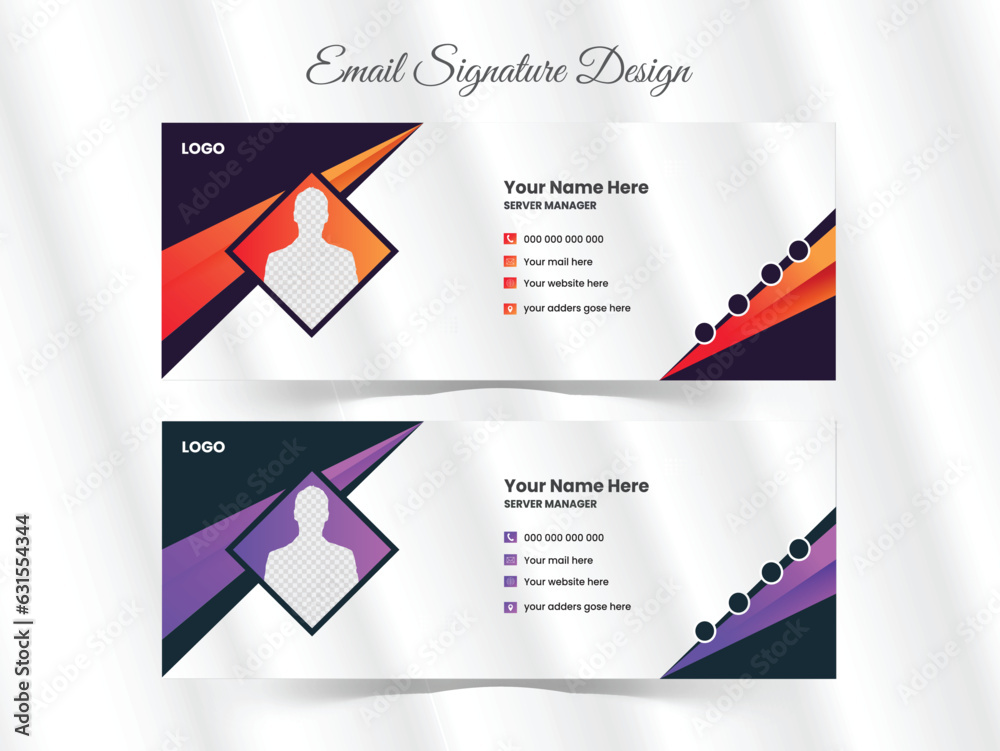 creative email signature vector templates. Business email signature with an author photo place.