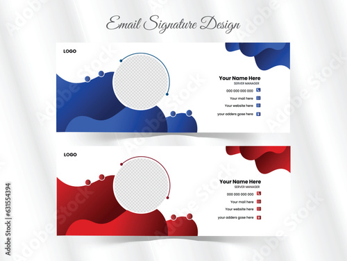 Corporate and geometric shape with white background. Business email signature template design.