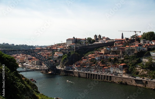 Stunning aerial view of the city of Porto, Portugal with the iconic Ponti di Don Luis I bridge photo