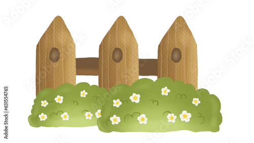 wooden fence with green grass