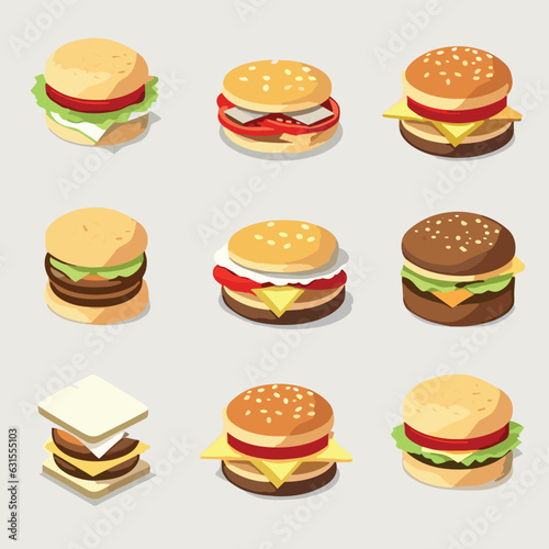 different types of burgers on a gray background vector eps eps