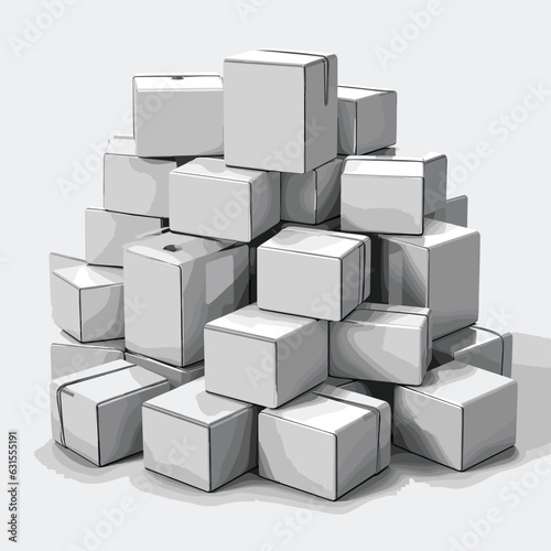 Vector illustration of a repeating pattern of white boxes on a gray background