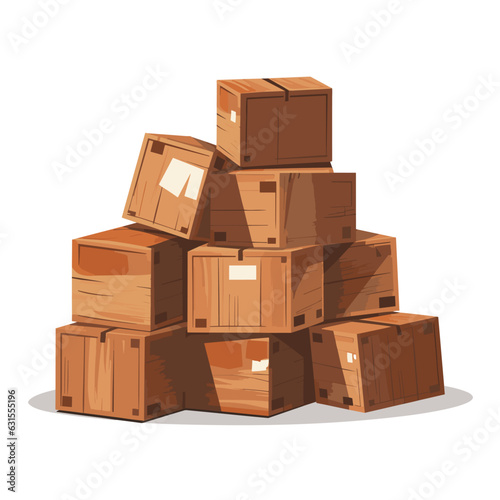 Vector illustration of a pile of stacked boxes in various sizes, shapes, and colors
