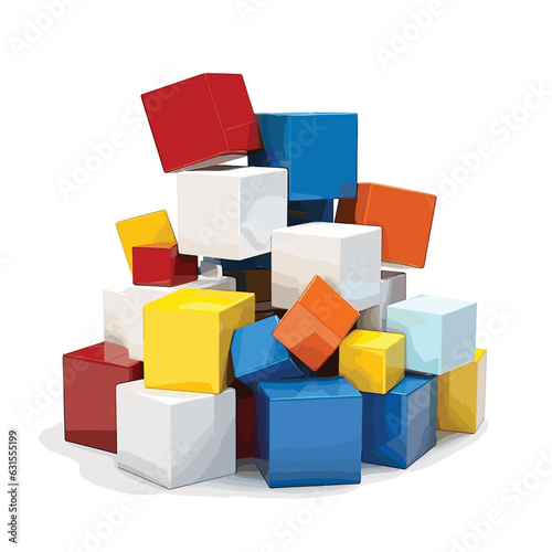 Vibrant, abstract illustration featuring an array of multi-colored cubes