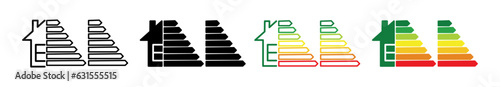 Energy efficiency chart icon set. Energy efficiency certificate standard rating scale vector symbol. photo
