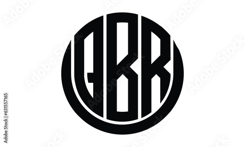 QBR shield in circle logo design vector template. lettermrk, wordmark, monogram symbol on white background.	 photo