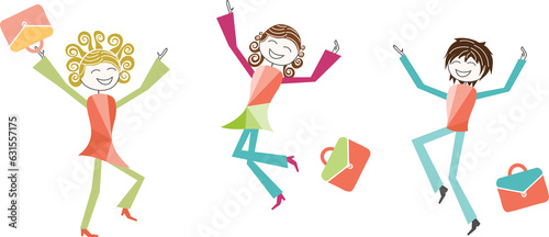 Children jumping for joy at the start of the new school year or holidays with a teacher or parent