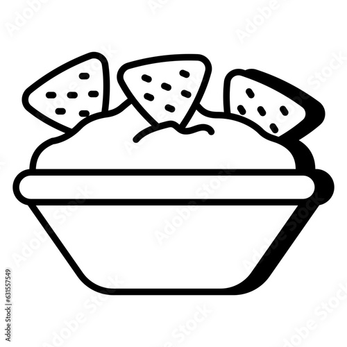 A flat design icon of nachos dipping 