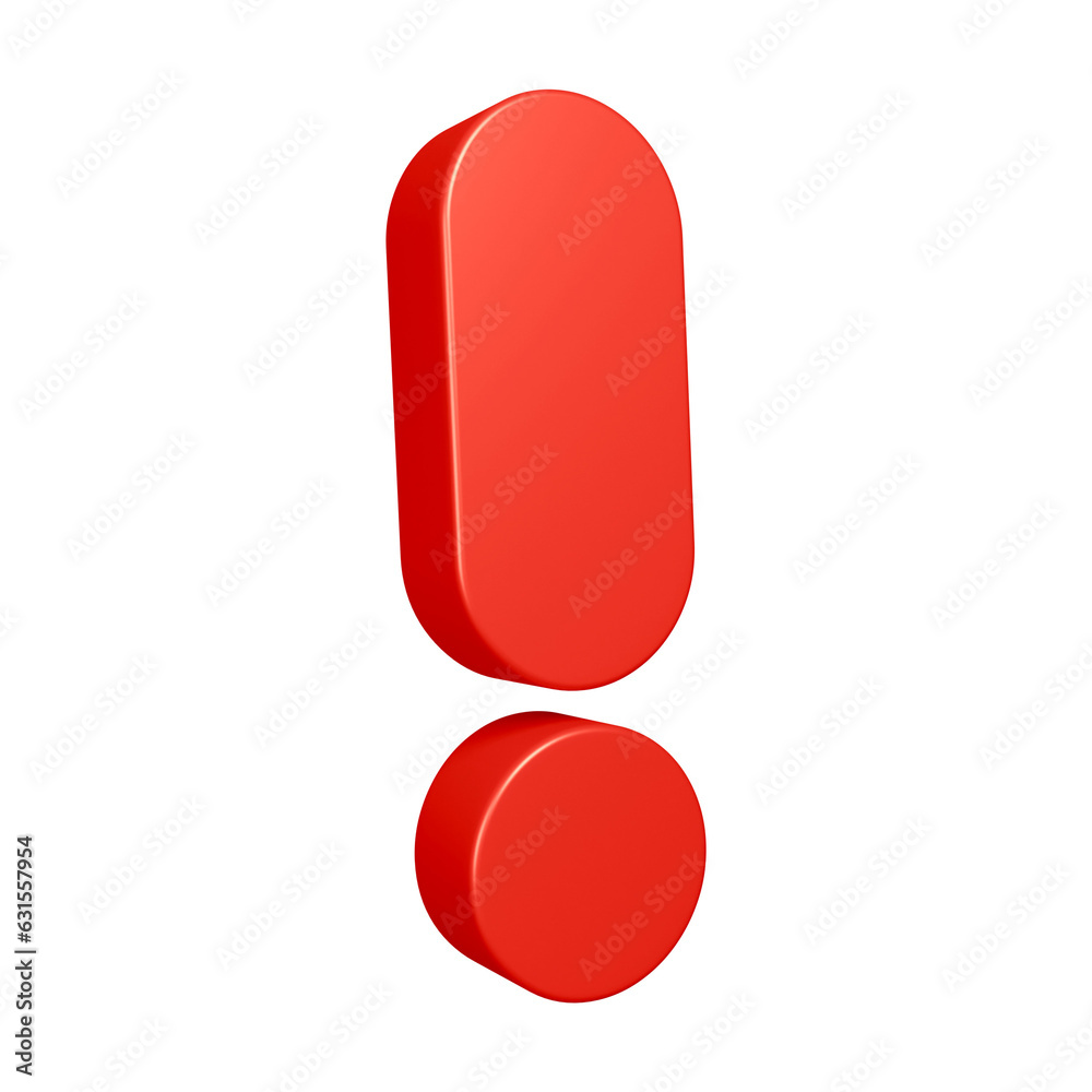 3D exclamation mark or icon design in red color 3D exclamation mark or icon design in red color