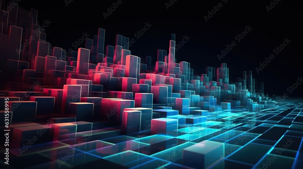 Abstract digital background. Can be used for technological processes, neural networks and AI, digital storages, sound and graphic forms, science, education, etc.