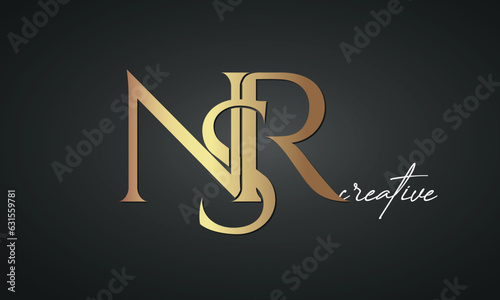 luxury letters NSR golden logo icon premium monogram, creative royal logo design	 photo